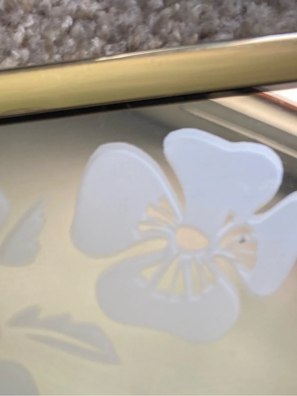 Vintage 1970s Marsel Floral Frosted Etched Mirror Hollywood Regency MCM 14x11”